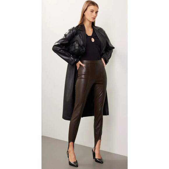 AFRM Pants - AFRM Sydney brown faux leather stirrup pants Size XS Retro Western Glam